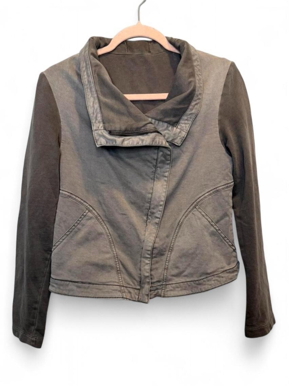 Anthropologie x Marrakech Asymmetrical Mixed Media Moto Jacket Gray Small